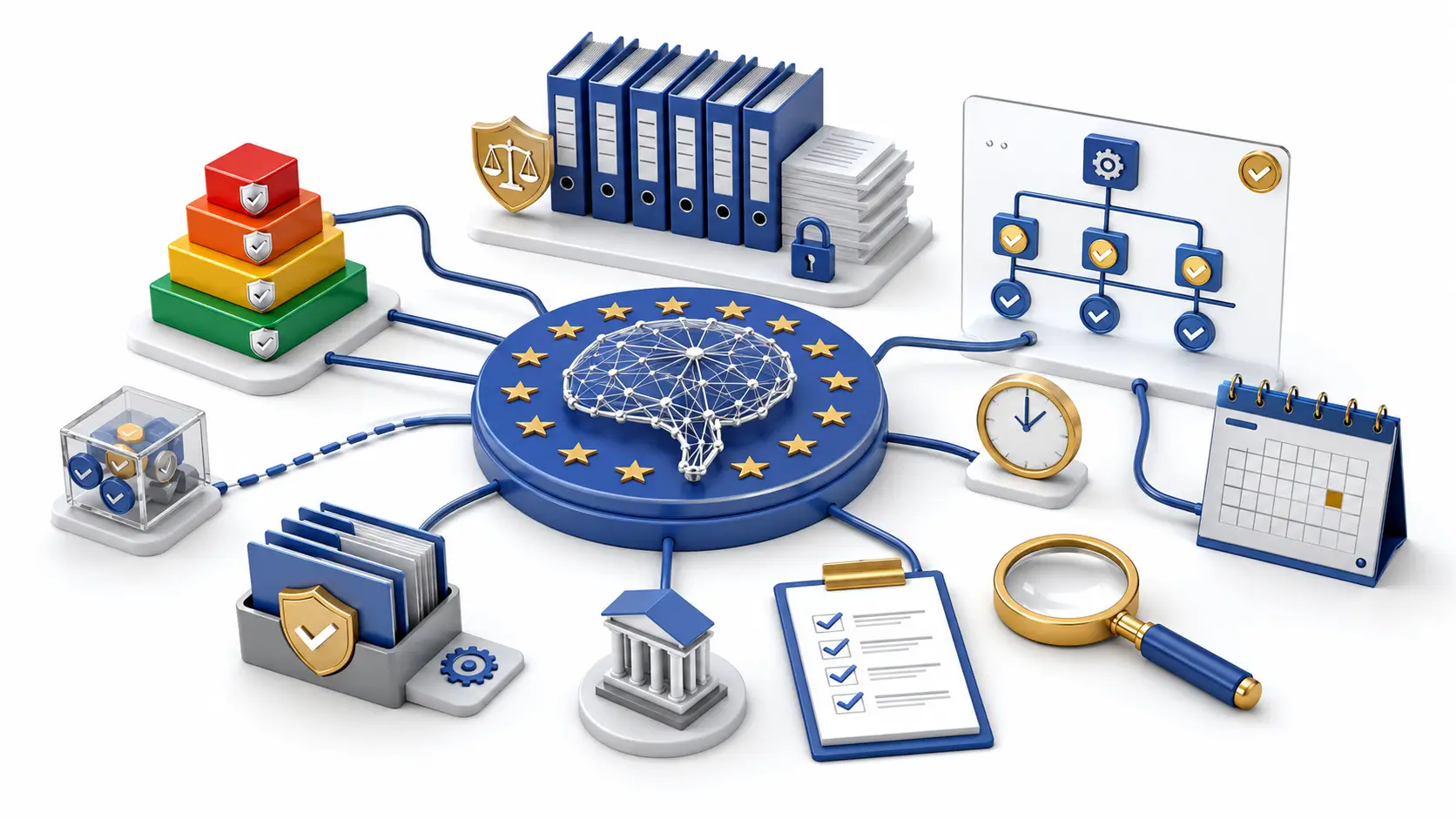 EU AI Act compliance command center mapping AI systems to risk tiers and evidence folders